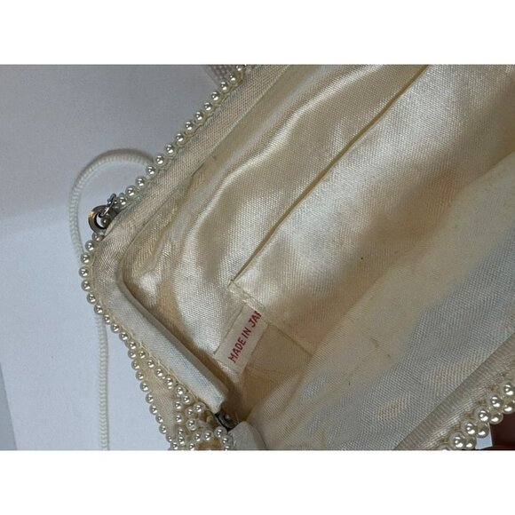 VTG Beaded Evening Clutch Bags Set of 2 White & Cream Floral + Geometric Purses - Picture 8 of 10